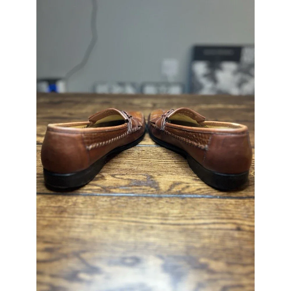 Giorgio Brutini Loafers Le Glove Mens Woven Brown Leather Tassel Shoes Sz 9D